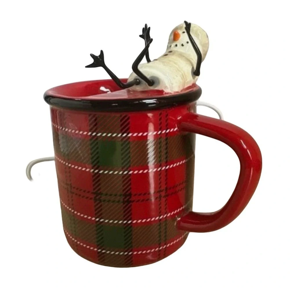 Scentsy Tart Warmer Snowman Mug Plaid‎ Red Green Christmas Fragrance Electric